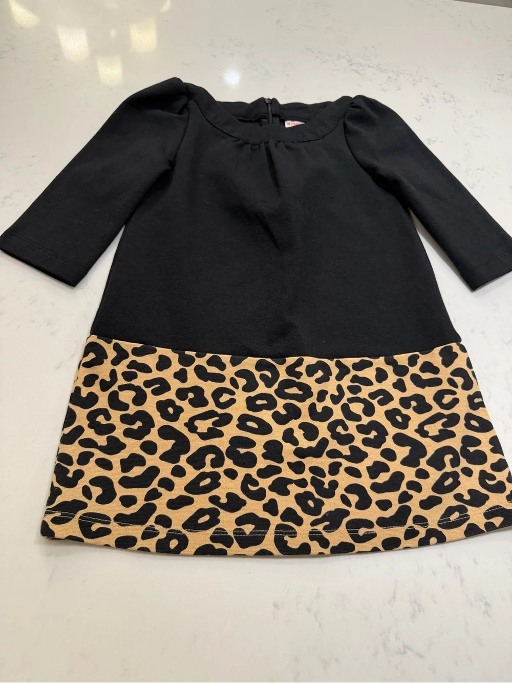 Gymboree Black Dress with Leopard Print Hem